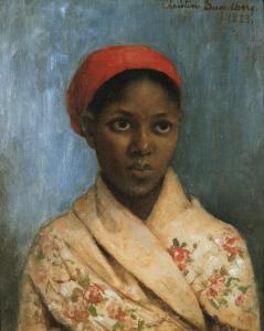 SUNDBERG Christine 1837-1892,Ung afrikanska i röd sjal,1883,Uppsala Auction SE 2012-06-12
