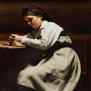 SUNDT HANSEN Carl Frederik 1841-1907,Young girl praying,1883,Bruun Rasmussen DK 2010-05-31