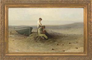 SUNTER Harry J 1800-1900,Mending the nets, Nantucket, Massachusetts,1885,Eldred's US 2018-08-02