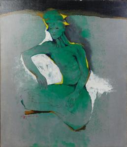 SUPONO Ogeng Heru 1937-1991,Modernist Seated Green Figure,1984,Burchard US 2021-09-12