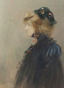 SUPPARO Ange 1870-1948,Portrait présumé de Sarah Bernhardt, profil gauche,Gros-Delettrez 2019-12-18