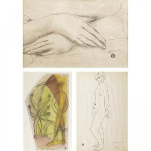 SURVAGE Leopold,(I) VISAGE ET ÉTUDE DE MAINS (II) NUS DANSANT (III,1956,Sotheby's 2007-03-15