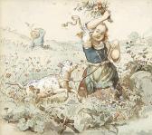 SUS Gustav 1823-1881,Kinder mit Lamm auf einer Blumenwiese. Weißgehöhte,Winterberg Arno 2020-10-17
