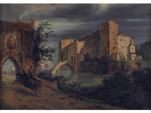 SUSANI Giovanni 1805-1871,Paesagio con castello e cavalieri,Sesart's IT 2013-11-16
