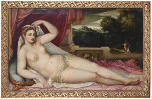 SUSTRIS Lambert,Venere nuda distesa con Mercurio e Cupido sullo sf,Brunk Auctions 2022-02-04