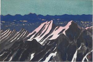 SUSUMU Yamaguchi 1897-1982,Mt. Hotaka at Daybreak,1957,Rachel Davis US 2015-06-13