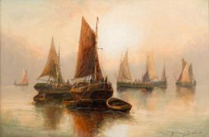 SUTCLIFFE GERARD,Fishing Boats at Sunset,Mealy's IE 2016-12-06