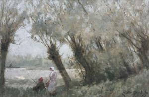 SUTCLIFFE Lester 1848-1933,Fly Fisherman and Wife by the River,David Duggleby Limited GB 2024-02-08