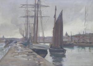 SUTHERLAND Robert Lewis 1889-1932,Fishing boats in port,Great Western GB 2022-07-06