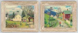 SUTTON BACON Alice Marion 1907,pair of New England scenes,South Bay US 2021-01-30