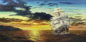 SUTTON Keith 1924-1991,Privateer off the Coast at Sunset,David Duggleby Limited GB 2024-02-08
