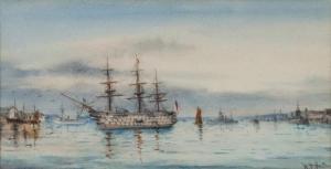 SUTTON W.J,A Royal Navy square rigged ship, thought to be H,Bellmans Fine Art Auctioneers 2019-07-05