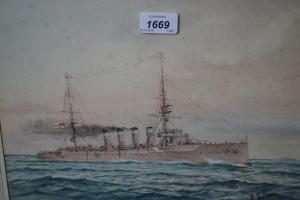 SUTTON W,Portrait of battleship H.M.S. Devonshire,Lawrences of Bletchingley GB 2016-11-29