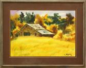 Suzuki Lewis 1920,Barn in a Golden Landscape,Clars Auction Gallery US 2010-08-08