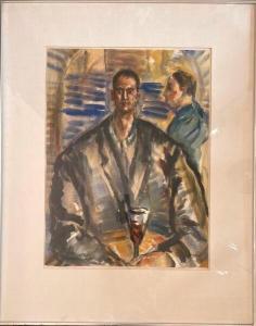 SUZZONI Romain 1950,Homme au verre de vin,Morand FR 2024-01-11