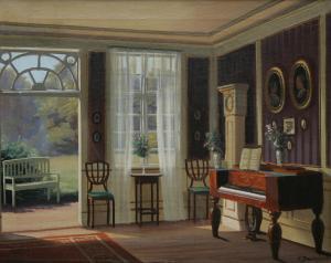 SVENDSEN Frederik Wilhelm 1885-1975,Interiör- vy mot trädgård,Uppsala Auction SE 2011-01-31