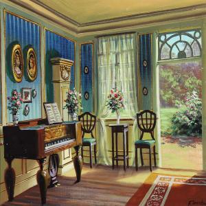 SVENDSEN Frederik Wilhelm 1885-1975,Interior with the garden door open,Bruun Rasmussen DK 2014-04-14