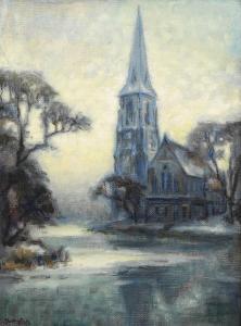 SVENSON Ove 1880-1924,Kirche im Winter,Wendl DE 2018-06-21