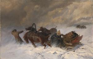 SVERCHKOV Nikolai Egorovich 1817-1898,Into the Blizzard,1873,MacDougall's GB 2012-11-25
