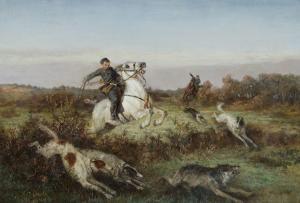 SVERCHKOV Nikolai Egorovich 1817-1898,Wolf hunting with greyhounds,1891,Sovcom RU 2024-04-02
