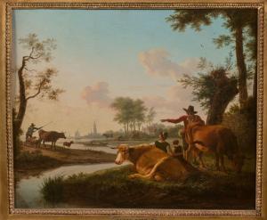 SWAGERS Frans 1756-1836,La famille du berger dans un paysage Bergers et le,Daguerre FR 2022-11-29