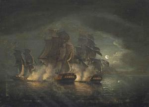 SWAINE Francis 1725-1782,An Anglo-French engagement by moonlight,Christie's GB 2014-06-05