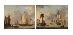 SWAINE Francis 1725-1782,Shipping in calm waters, a flagship firing a salute,Bonhams GB 2023-07-05