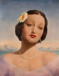 SWAINSON Douglas,Portrait of a Lady with a coastline and moun,20th century,John Nicholson 2021-01-20