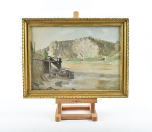 SWAISH Frederick George 1879-1931,A coastal shore with a boat and chalk c,1922,Dawson's Auctioneers 2019-03-23