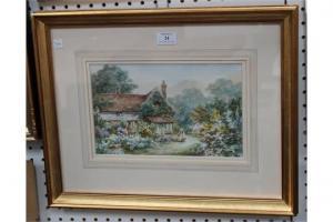 SWAN E.A,View of a Figure in a Cottage Garden,Tooveys Auction GB 2015-05-20