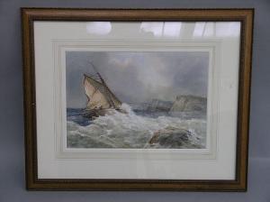 SWANE Agnete Julie Alfrida 1893-1994,an Fishing boat off the coast 9.5 x 14in,Gorringes 2007-08-22