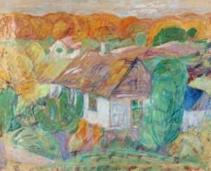 SWANE Christine 1876-1960,A landscape with houses,Bruun Rasmussen DK 2017-04-04