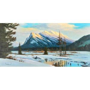SWANSON Charles Augustus,winter scene with mountains,Rago Arts and Auction Center 2014-04-25