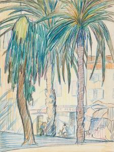SWANZY Mary 1882-1978,PALM TREES, FIGURES AND SHOPS, SOUTH OF FRANCE,Whyte's IE 2024-03-25