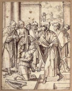SWART VAN GRONINGEN Jan 1500-1560,David anointed King by Samuel,Sotheby's GB 2005-01-26