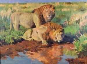 SWATSLEY John 1937,Mara Lions,2006,Dargate Auction Gallery US 2017-03-05