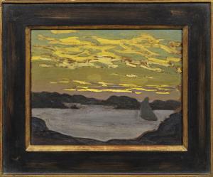 SWEDLUND Pelle 1865-1947,Doppelseitiges Gemälde mit Sonnenuntergängen im Sc,Schloss DE 2022-09-03