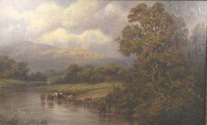 SWEETING Garrington 1845-1865,Cattle watering in a wooded river landscape,Halls GB 2009-02-13