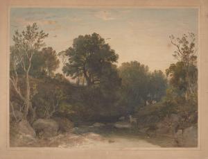 SWINBURNE Edward 1765-1847,A wooded river landscape with deer in a valley,Rosebery's GB 2023-03-29