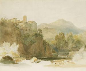 SWINBURNE Henry 1743-1803,AN ITALIAN HILL TOWN WITH A CASCADE AND BRIDGE,Sworders GB 2018-06-20