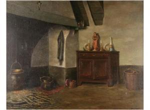 switsers joseph 1891-1975,Interior with sideboard near the fireplace,Bernaerts BE 2009-09-21