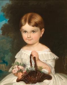 SWOBODA Edward 1814-1902,Mädchen in weißem Kleid mit Rosenkorb,Palais Dorotheum AT 2022-06-20