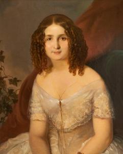SWOBODA Edward,Young Lady with Cork-Screw Curls in Wedding Dress,1860,Shapiro Auctions 2020-11-07