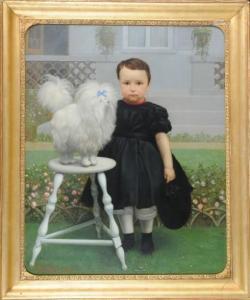 SWYNGHEDAUW Edouard 1865,Portrait de jeune fille près de son chien,1869,Millon & Associés 2015-06-17