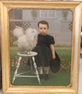 SWYNGHEDAUW Edouard 1865,Portrait de petit enfant au chien,1869,Millon & Associés FR 2014-10-20