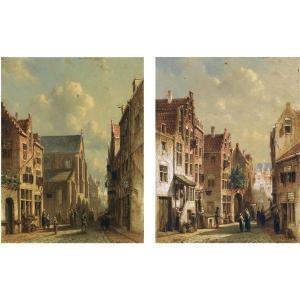 SYAMAAR Pieter Gerard 1817-1896,I. A TOWNSCENE WITH FIGURES NEAR A CHURCH,1861,Sotheby's 2010-06-14