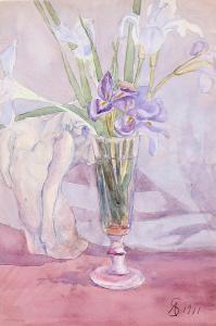 SYBERG Anna L. 1870-1914,En glasvase med iris,1911,Bruun Rasmussen DK 2016-11-21