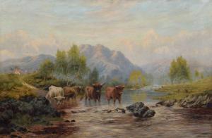 SYDNEY 1900-1900,River scene with highland cattle watering,Peter Wilson GB 2020-06-25
