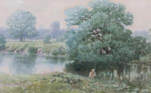 SYKES Peace 1826-1903,River landscape with cattle watering,Morphets GB 2021-09-09