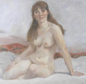 SYMONDS Ken 1927-2010,Female nude seated on a bed,Halls GB 2016-03-16